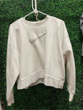 Nike Off-White Embroidered Swoosh Cropped Sweatshirt